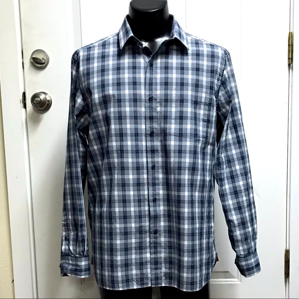 johnston & murphy mens L button Down Plaid Shirt